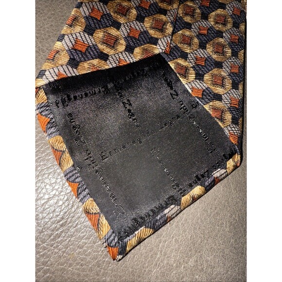 Ermenegildo Zenga Men’s Brown Orange Blue Geometric 100% Silk 4” Italian EUC - Picture 5 of 6